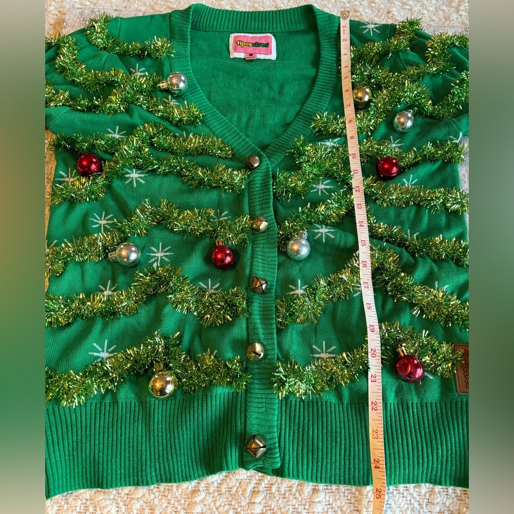 NEW w/o Tags TIPSY ELVES GAUDY GARLAND UGLY CHRISTMAS CARDIGAN SWEATER LARGE - Picture 10 of 10